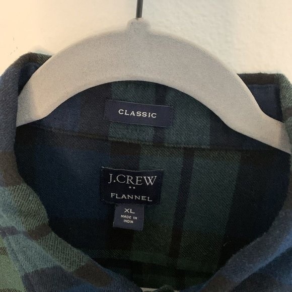 J Crew Mid Weight Cotton Flannel Shirt Blackwatch Plaid Classic Men's Size XL - Picture 3 of 9